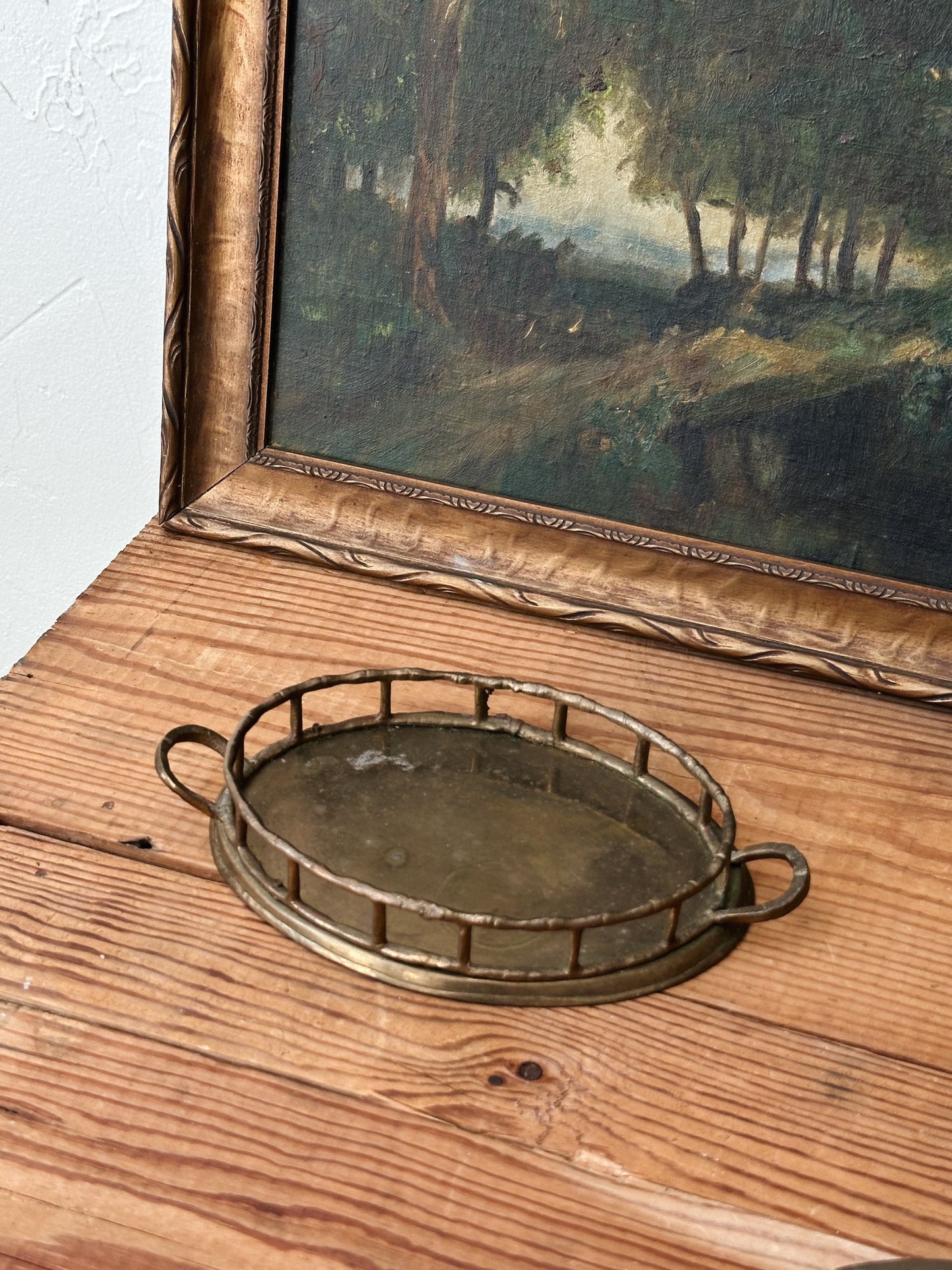 Vintage Brass Rimmed Tray