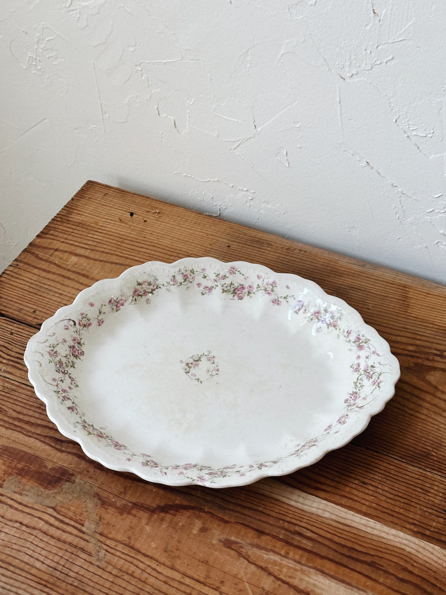 Vintage Pink Floral Plate - Pick Up Only