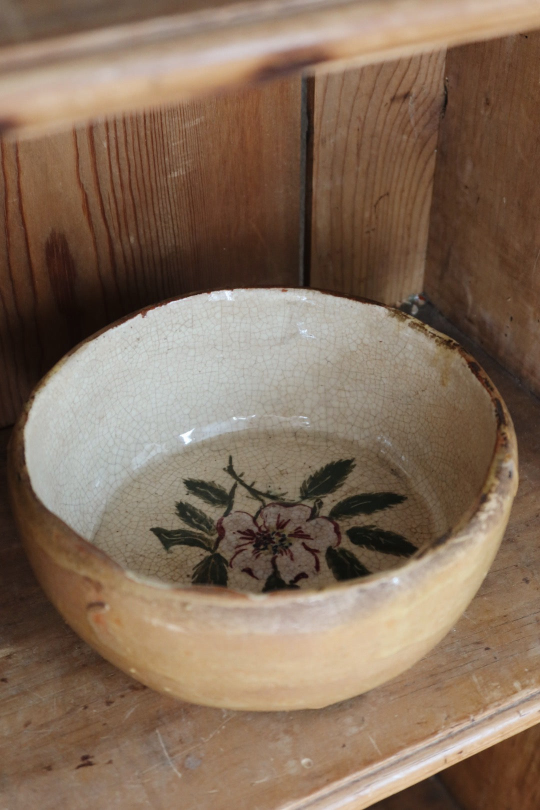 Vintage Primitive Bowl w/ Flower