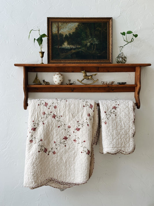 Vintage Pink Floral Quilt Set