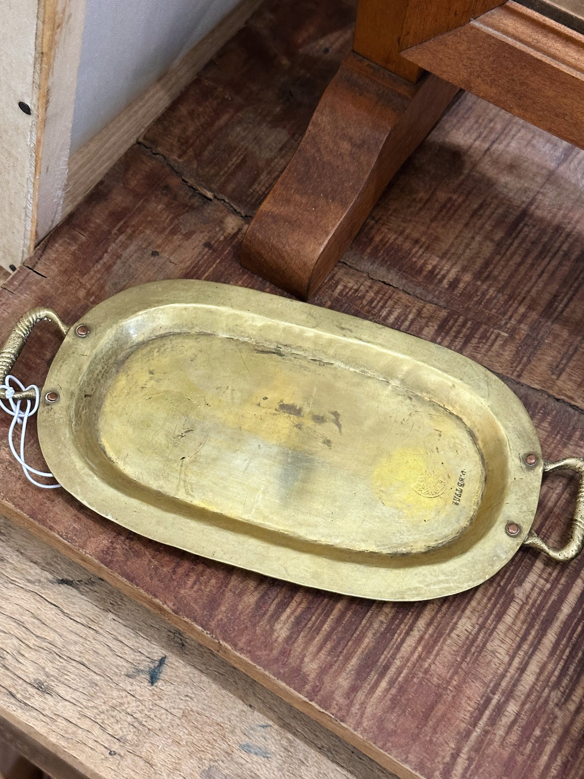 Vintage Imperial Russian Brass Tray - Short