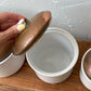 Vintage Ceramic Canister Set w/ Copper Lids