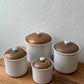 Vintage Ceramic Canister Set w/ Copper Lids