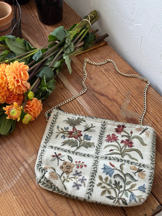 Vintage Handbag with Floral Detail