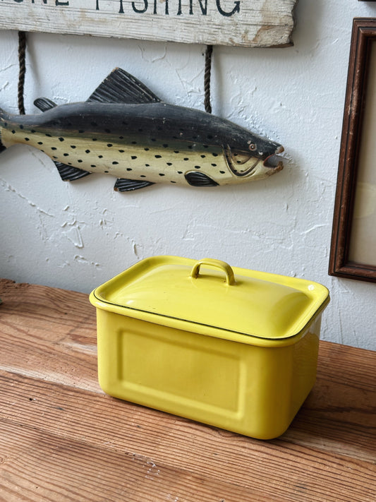 Vintage Yellow Container w/Lid
