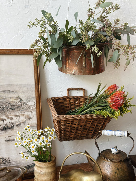 Vintage Copper Wall Hanging Basket