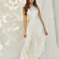 Olympia Asymmetrical Pleated Maxi Dress - Pearl