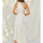Olympia Asymmetrical Pleated Maxi Dress - Pearl