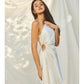 Olympia Asymmetrical Pleated Maxi Dress - Pearl