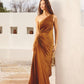 Olympia Asymmetrical Pleated Maxi Dress - Golden Ochre