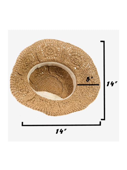 Square Pattern Knit Bucket Hat - Khaki