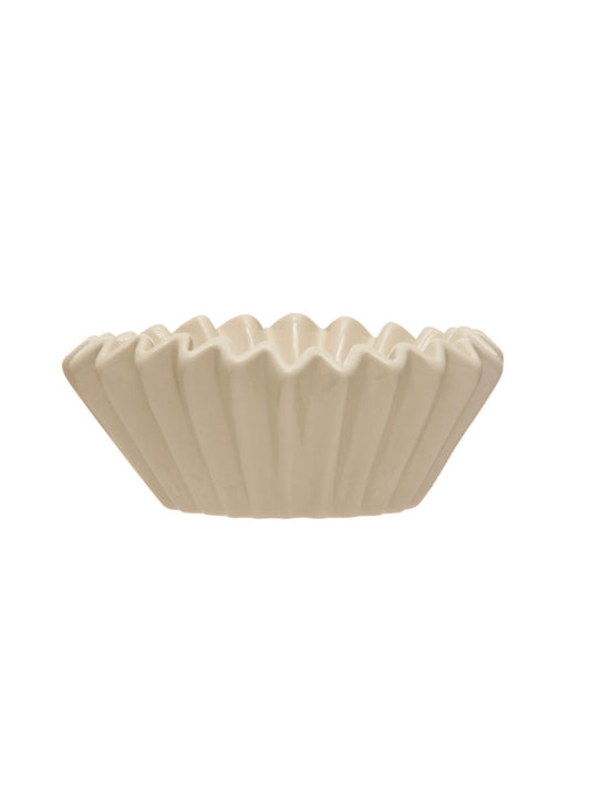 White Stoneware Fluted Bowl