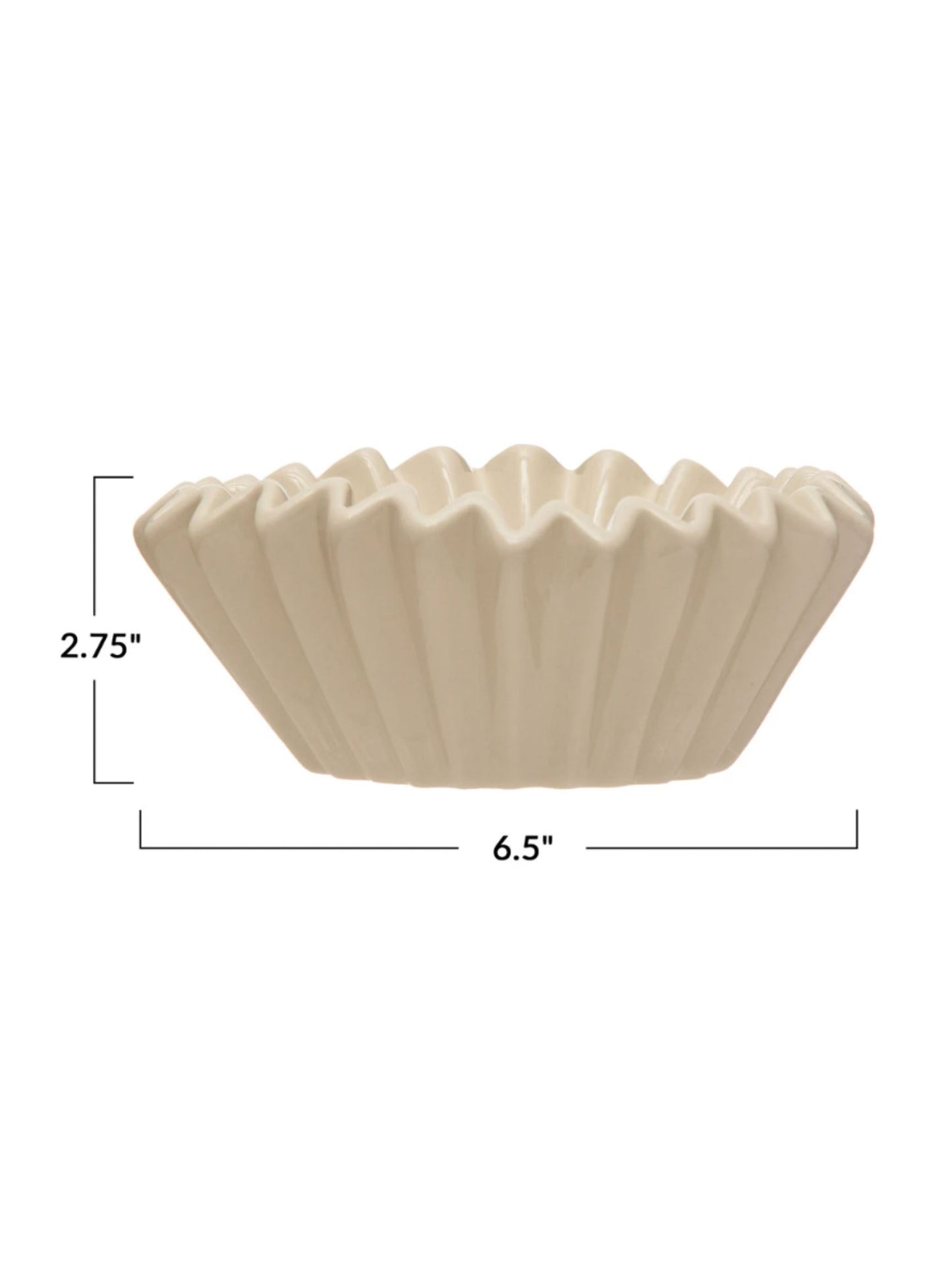White Stoneware Fluted Bowl