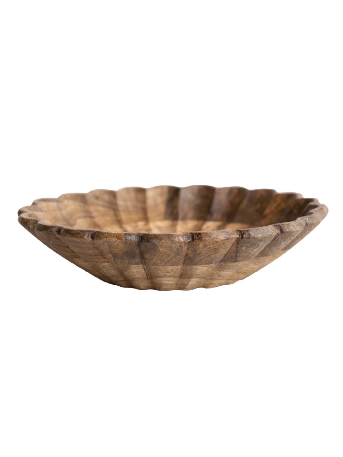 Mango Wood Scalloped Bowl