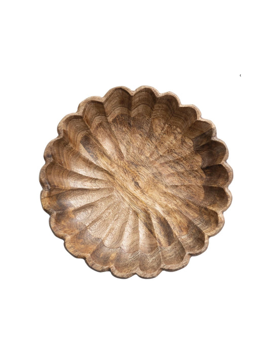 Mango Wood Scalloped Bowl