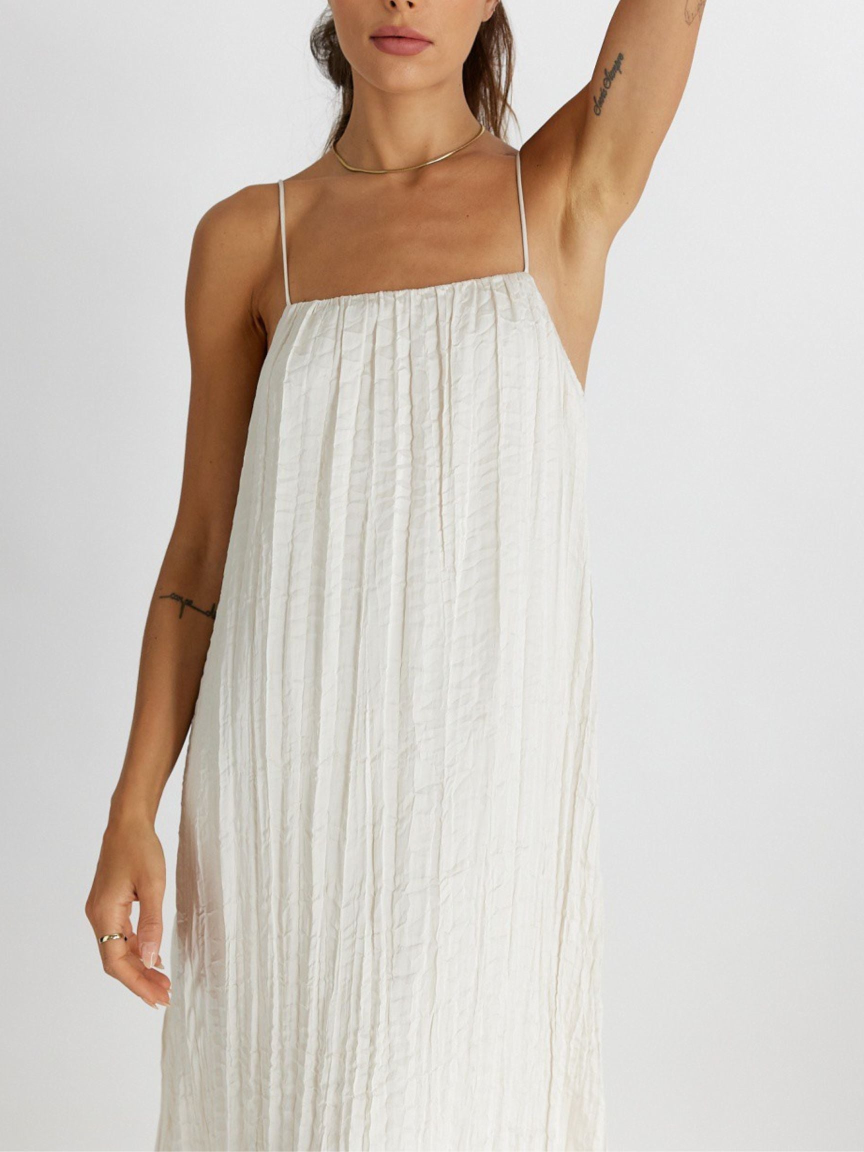 cream cami dress ASOS Design - Lace Trim Tiered Crinkle Cami Midi Dress - Women - Cotton/Polyester/Spandex - 14 US