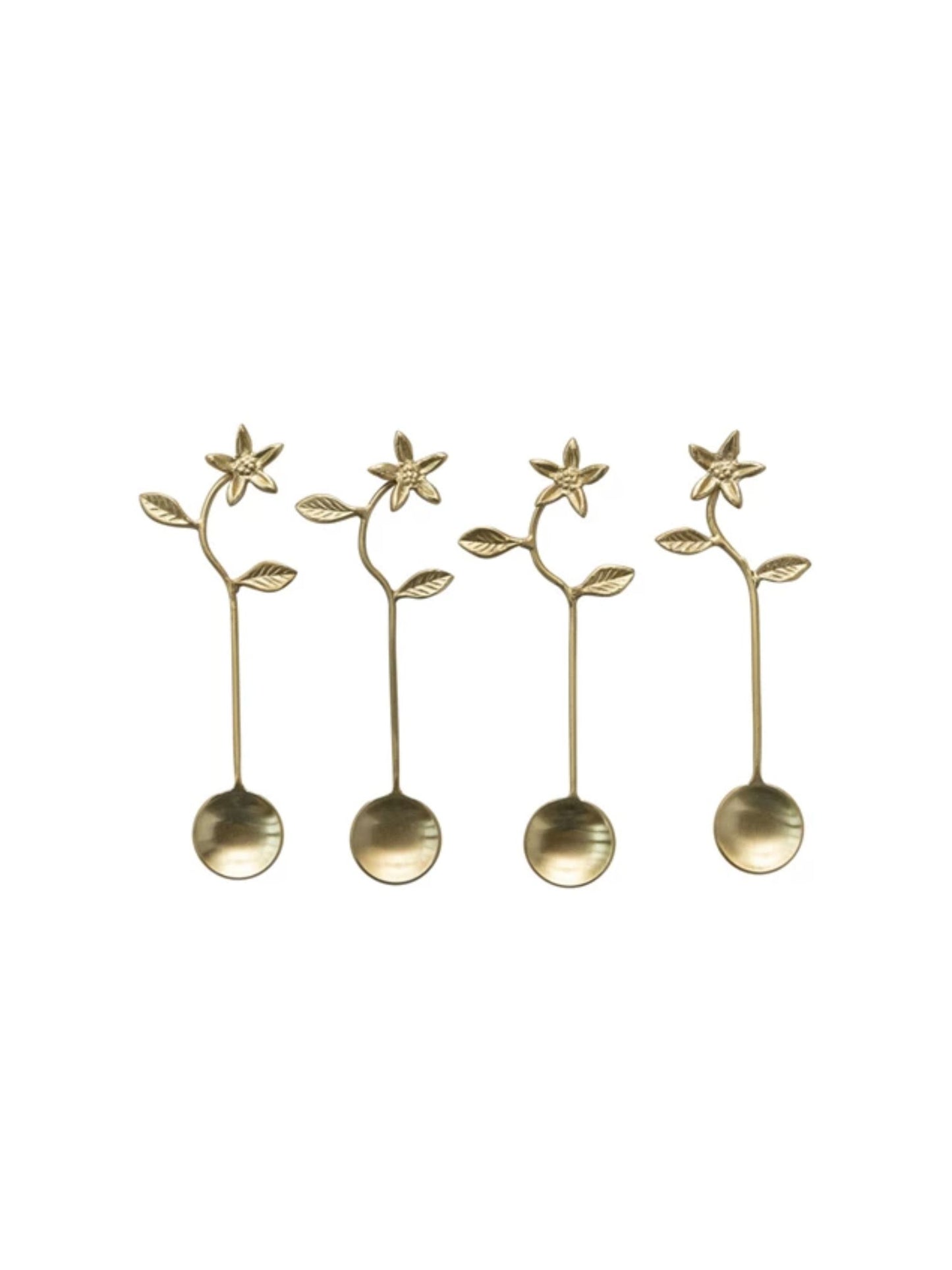 Stainless Steel and Brass Flower Spoons