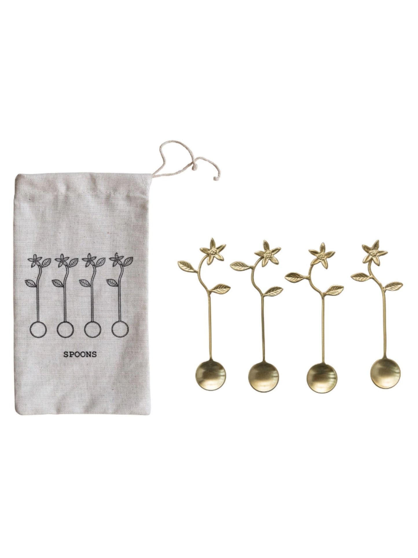 Stainless Steel and Brass Flower Spoons