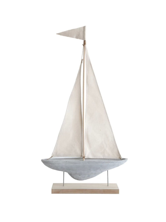 Cement and Fabric Boat on Stand (PICK UP ONLY)