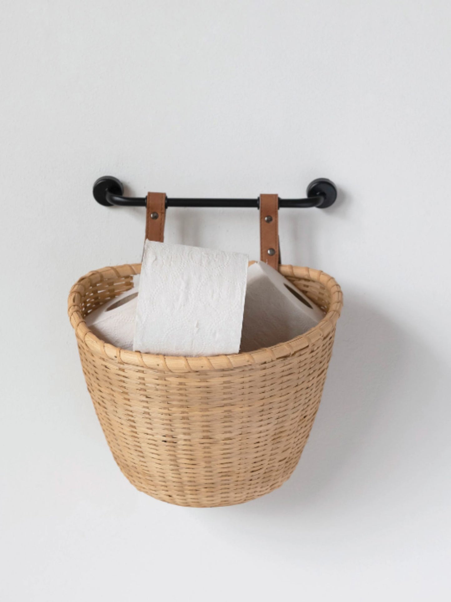 Hand-Woven Bamboo Wall Basket w/ Metal Bracket (PICK UP ONLY)