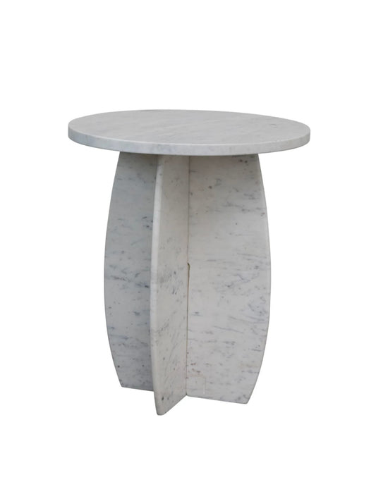 White Marble Table w/ Interlocking Base - Pick Up Only