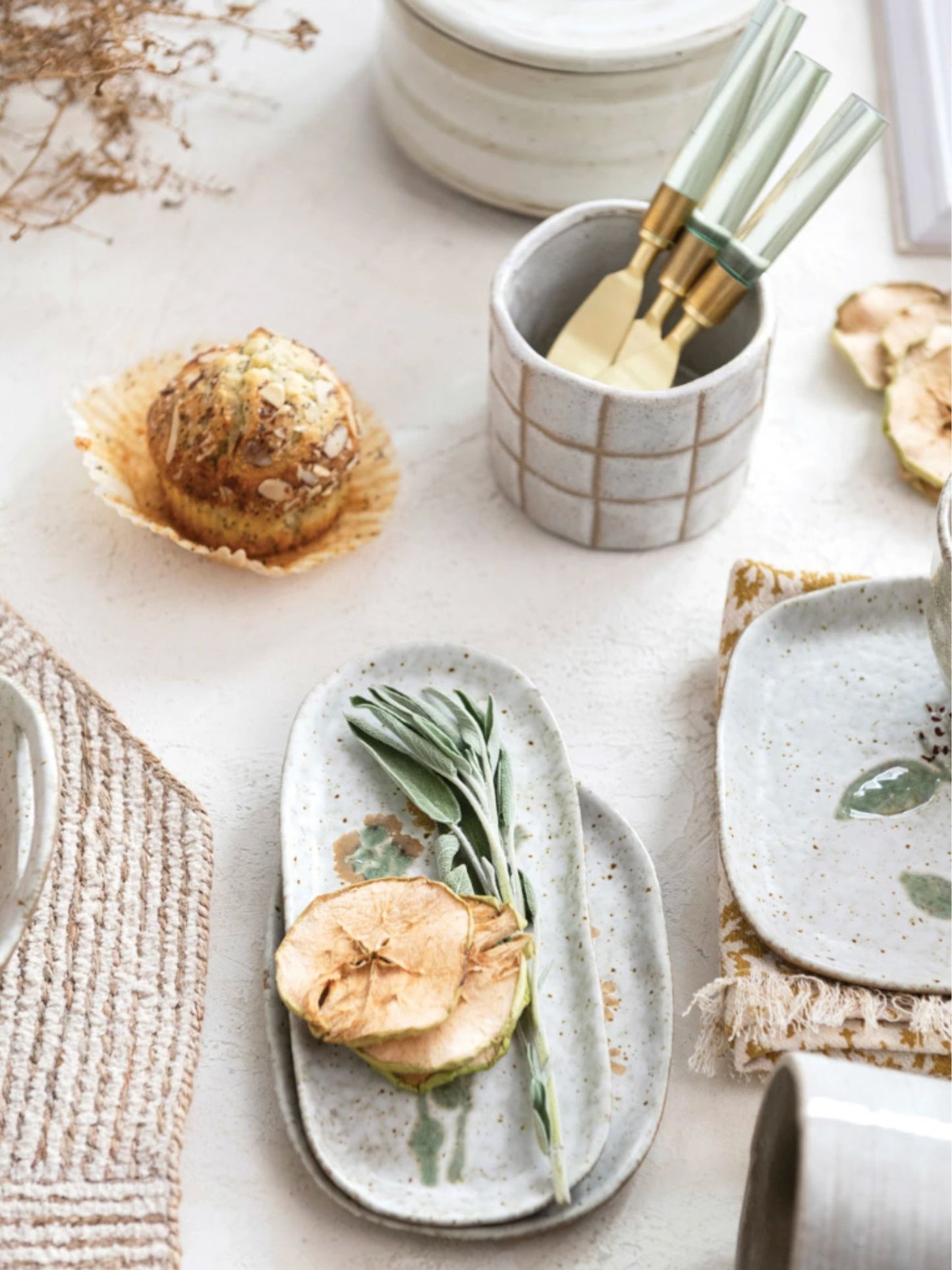 Stoneware Plate w/ Botanicals