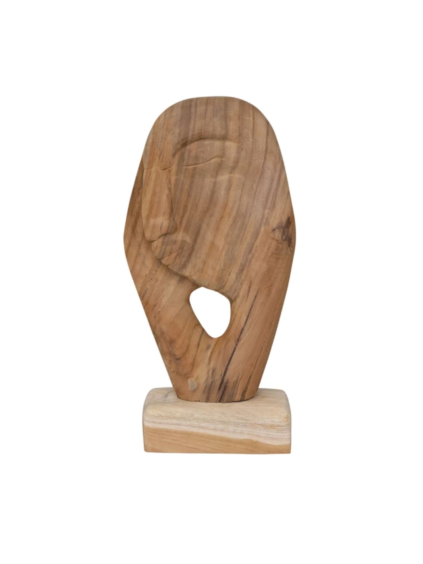 Hand-Carved Teakwood Face on Stand (PICK UP ONLY)