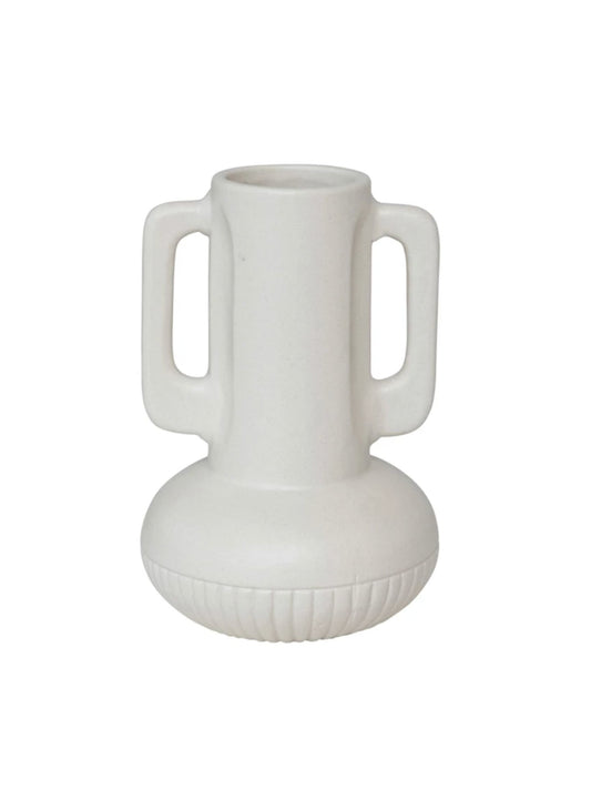 Ceramic Vase w/ Handles, Matte White
