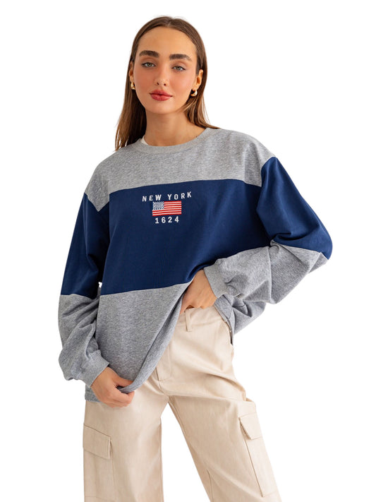 New York Colorblock Oversized Top