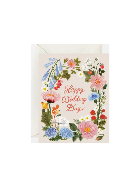 Floral Happy Wedding Day Card