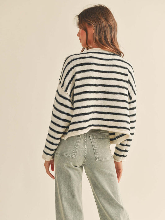 Black & White Stripe Boxy Sweater