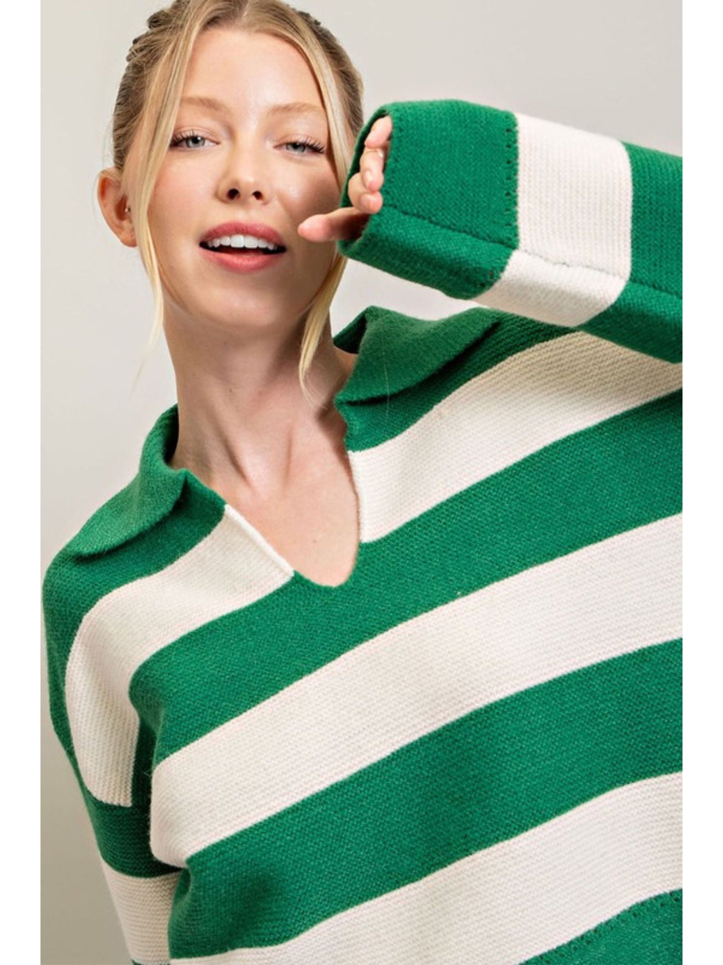 John Deer Green Stripe Sweater