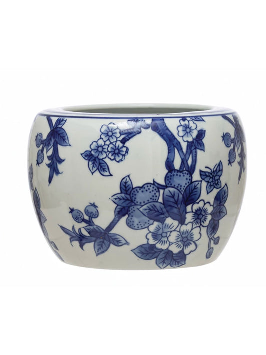 Planter with Blue Floral Pattern (PICK UP ONLY)