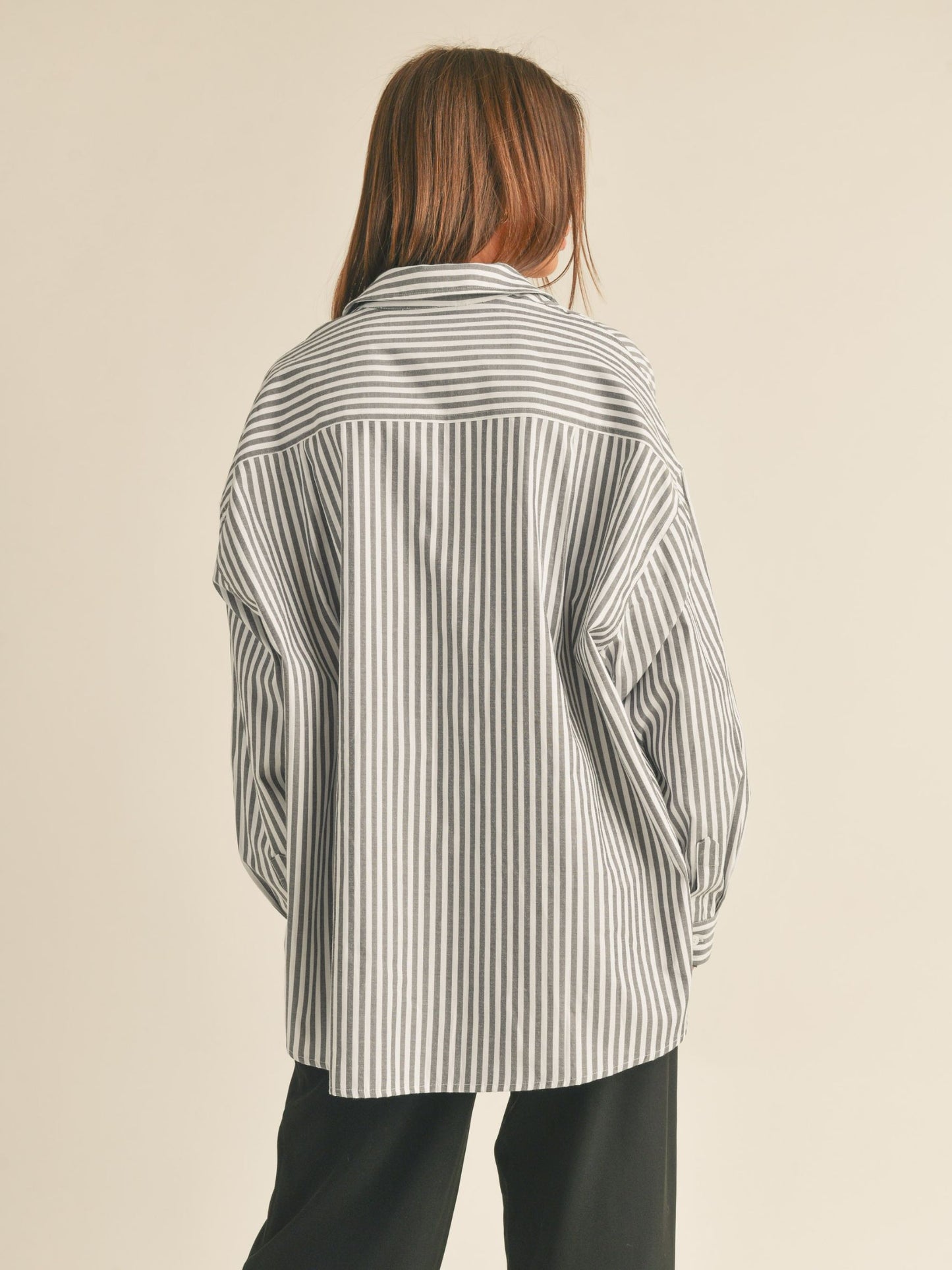 Oversized Stripe Buttondown Top