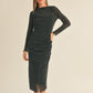 Lurex Detailed Mesh Draped Dress