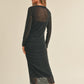 Lurex Detailed Mesh Draped Dress