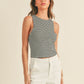 Stripe High Neck Tank Top