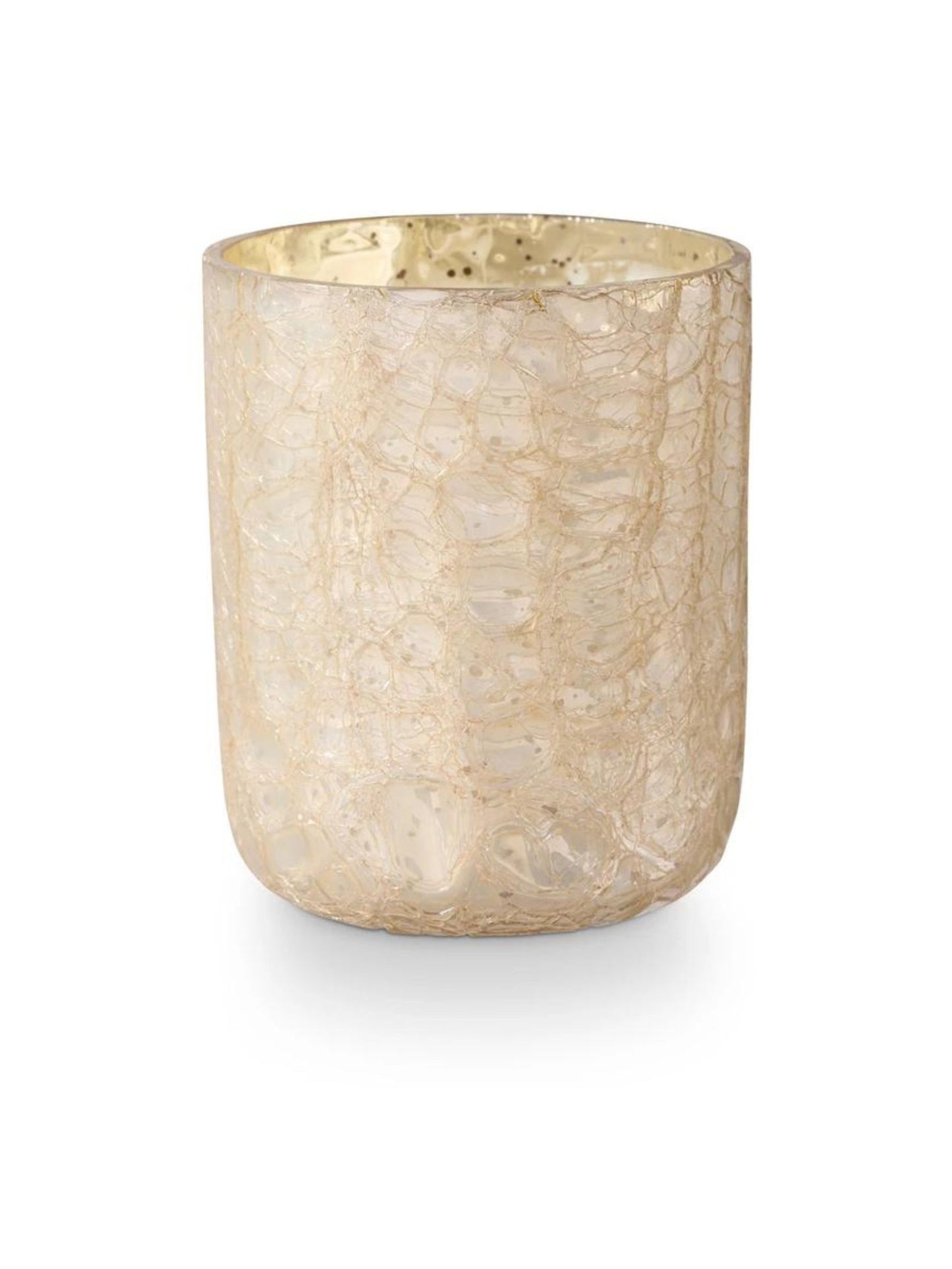 Winter White Small Crackle Glass Candle