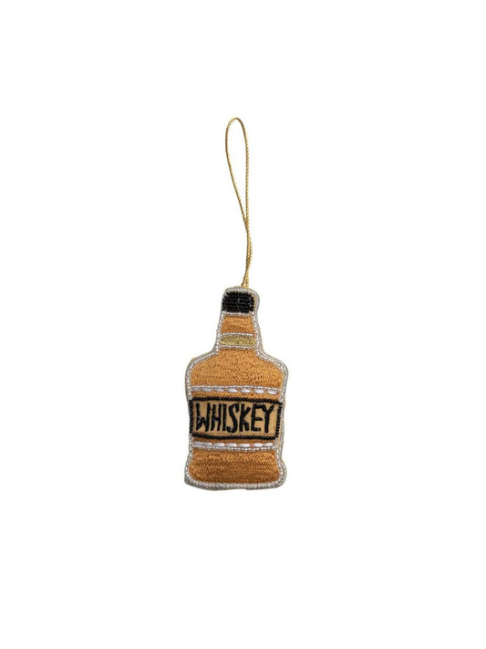 Whiskey Bottle Ornament w/ Embroidery & Beads