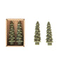 Mini Green Unscented Tree Shaped Taper Candles, Set of 2