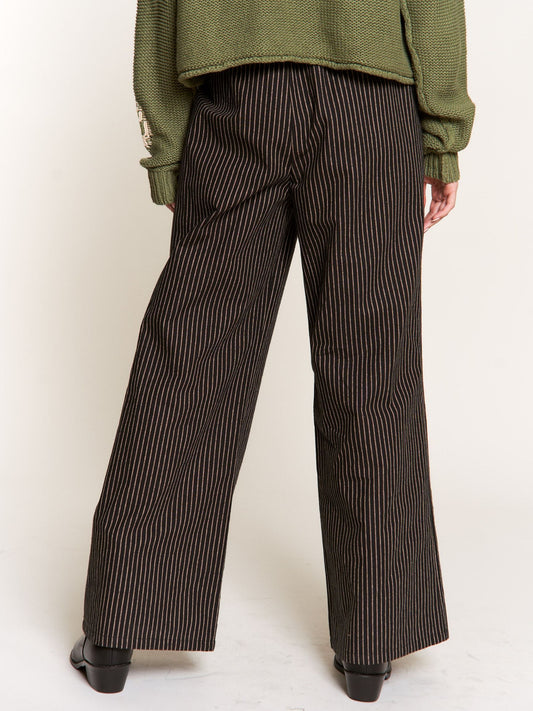 Black Stripe Linen Pants