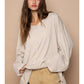 Almond Oversized Long Sleeve Top