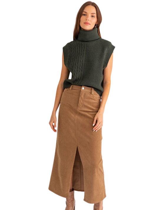 Corduroy Column Kick Skirt