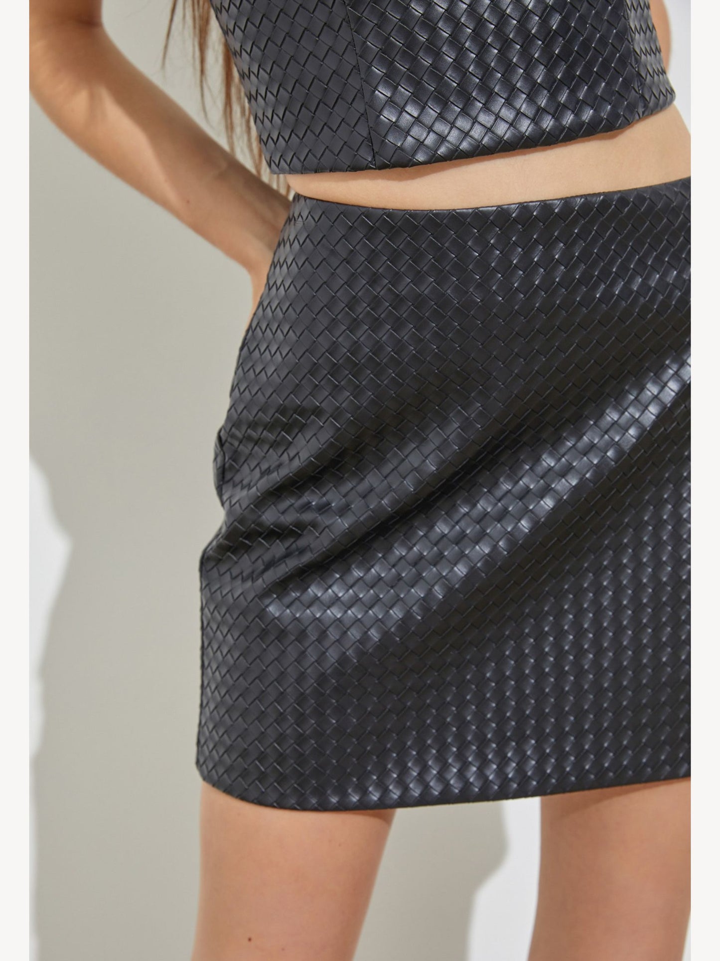 Woven Leather Skirt