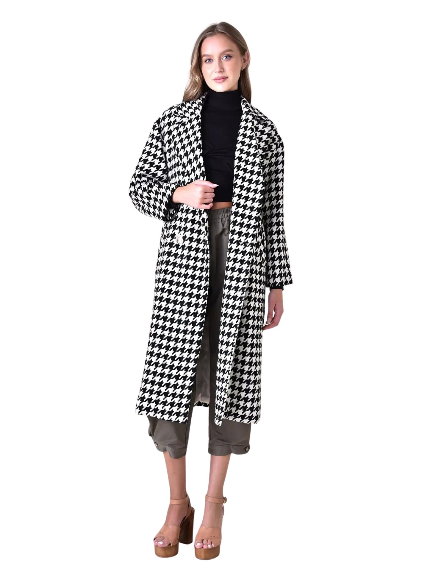 Houndstooth Oversized Jacket - Black/Ivory