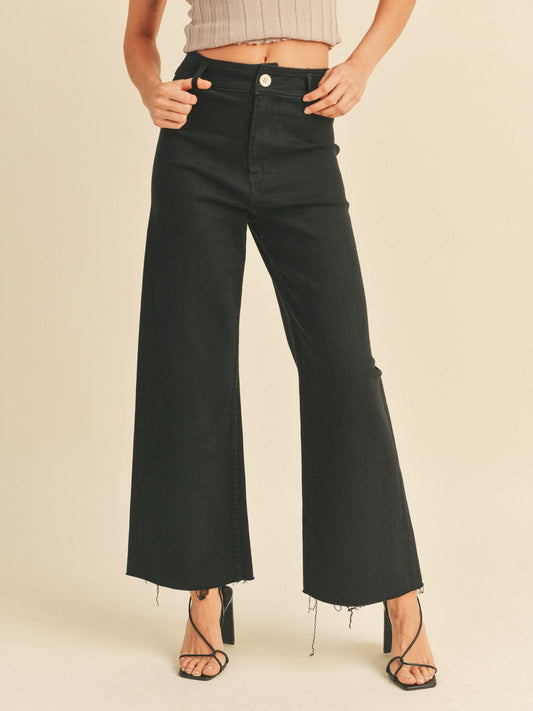 Franny Straight Wide Leg Pants - Black