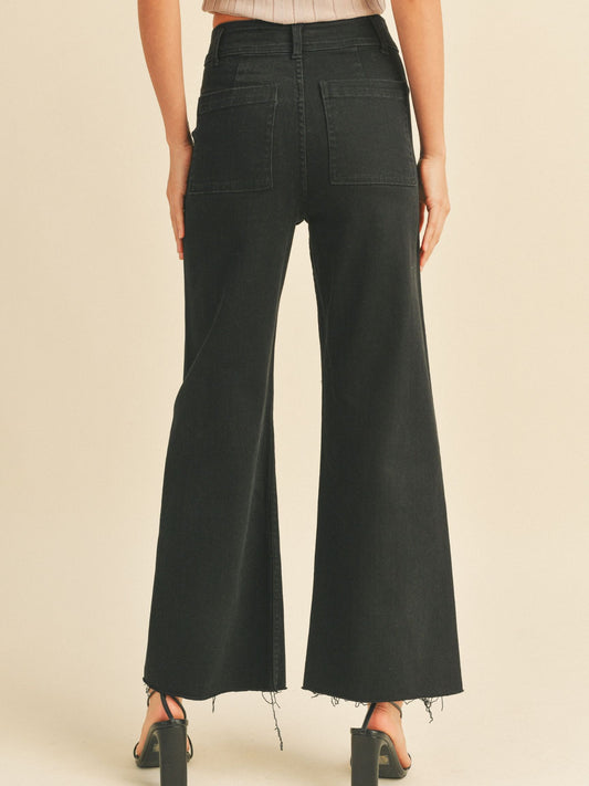Franny Straight Wide Leg Pants - Black