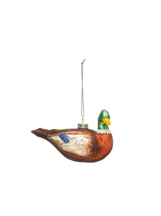 Painted Glass Mallard Ornament