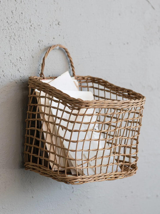 Hand-Woven Seagrass Wall Basket w/ Handles