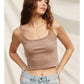 Sand Ribbed Knit Short Tank